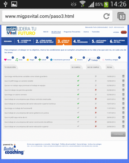 Aplicación coaching móviles