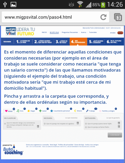 Aplicación coaching móviles
