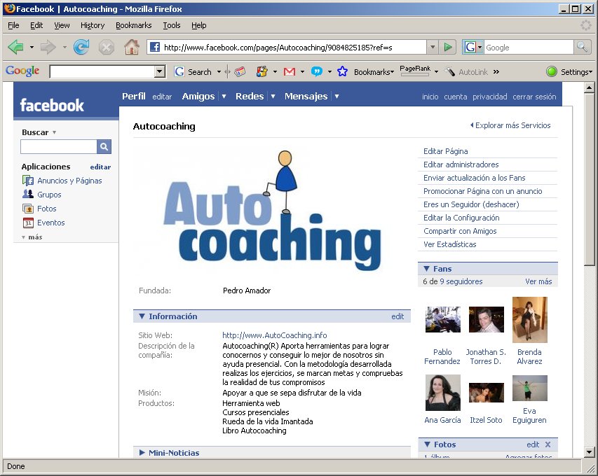 Entrada de la página web de Autocoaching