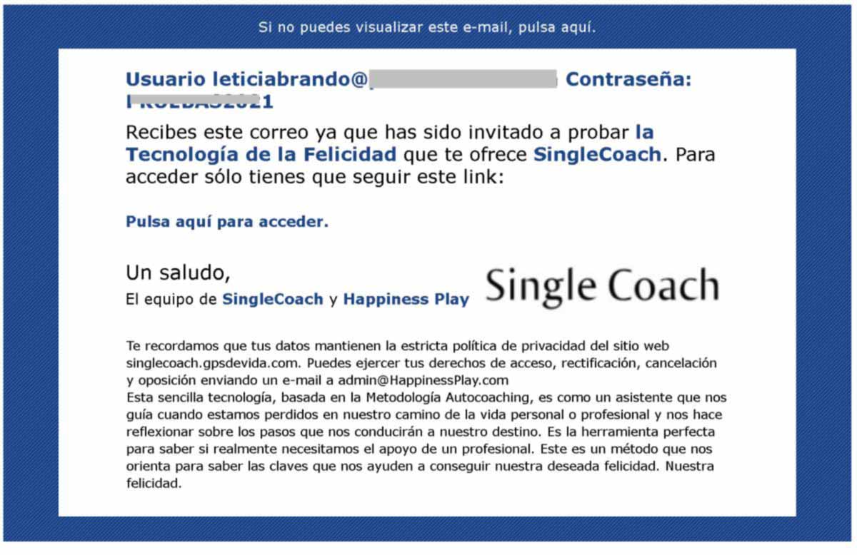 email de registro plataforma felicidad